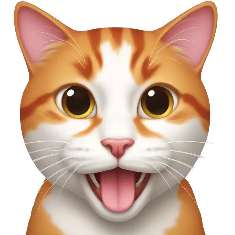 Red and white cat sticking out its tongue
