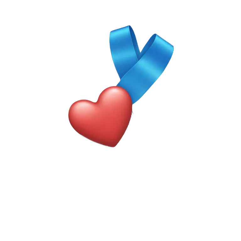 Blue ribbon with heart
