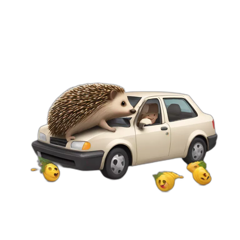 A hedgehog in a car knocks down a grandmother