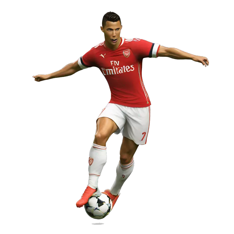 ronaldo dancing with an arsenal shirt