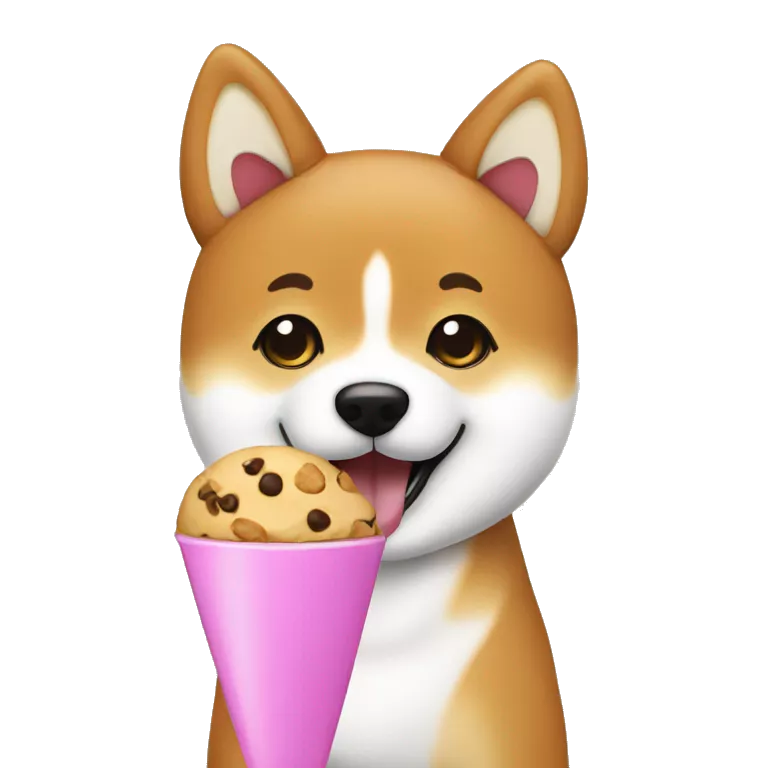 Shiba Inu eating cookie dough ice cream