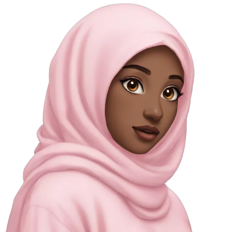 aesthetic girl wearing baby pink hijab,black eyes and having🎀vibes