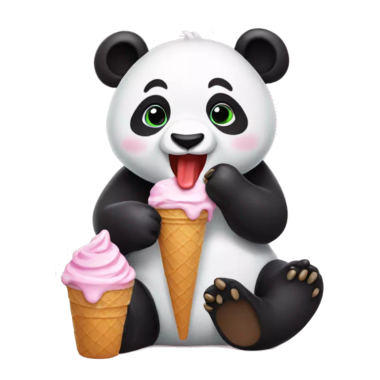 Panda eating ice cream
