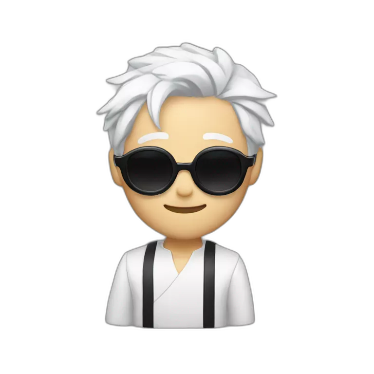Gojo satoru white hair with round black sunglasses