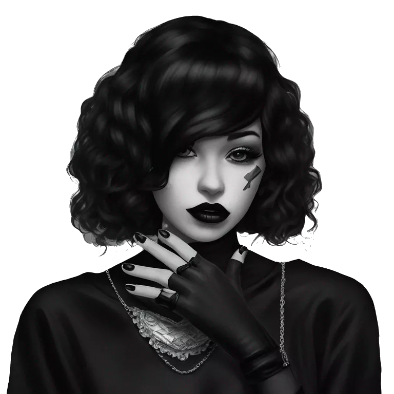 gothic girl in black jewelry