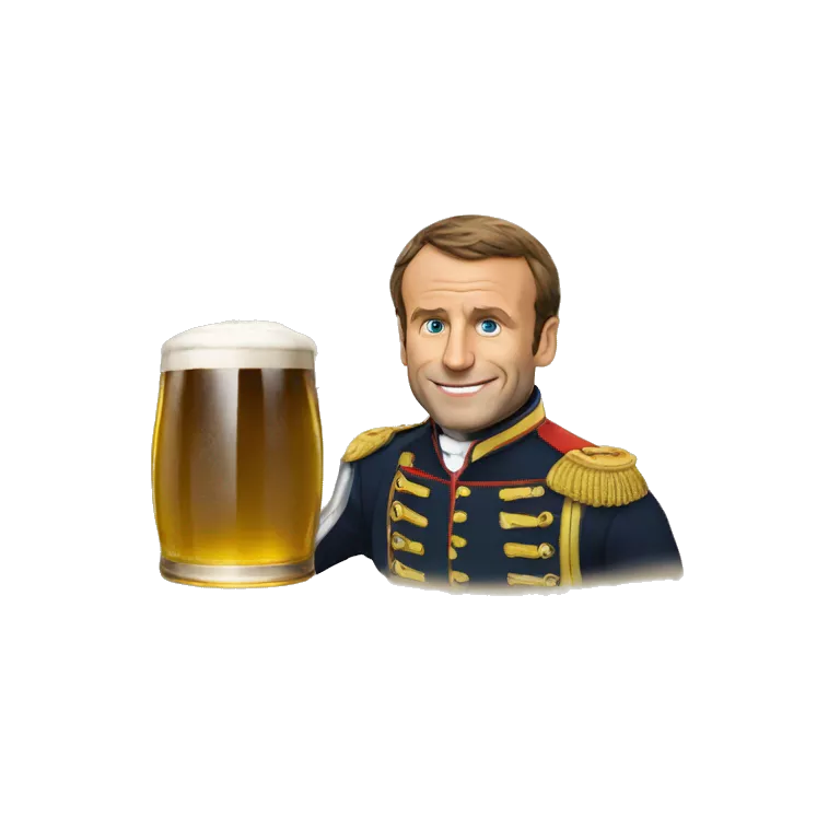 Macron buvant une bierre