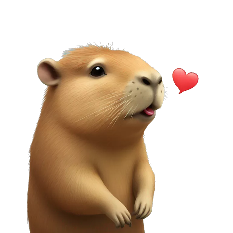 Capybara blowing kisses