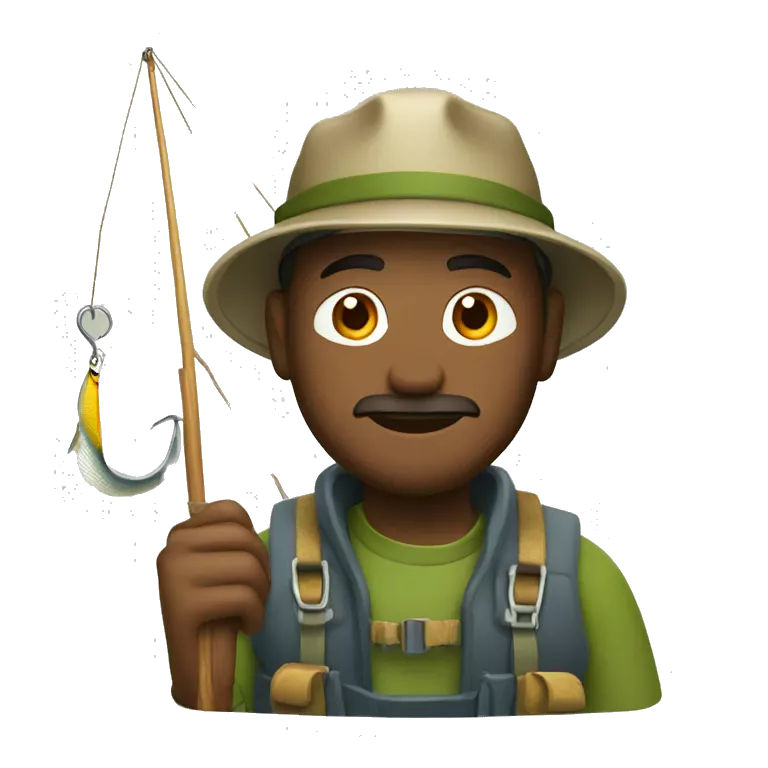 Fisherman in boat with hook