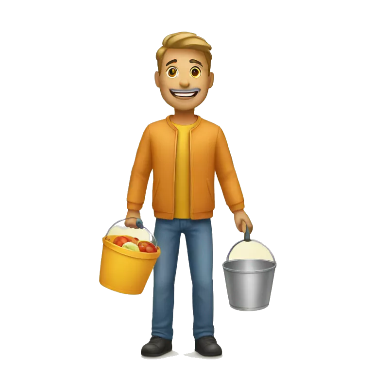 man with supermarket bucket