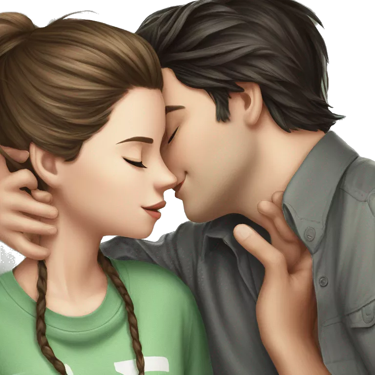 young couple kissing in profile
