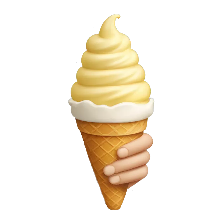 hand holding ice cream cone and hand thumbs up