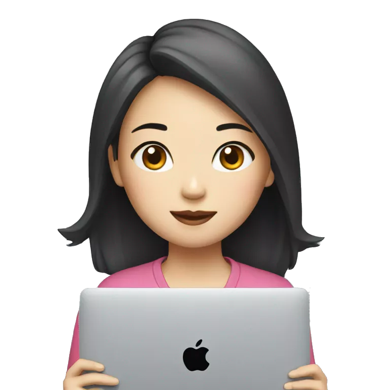 a chinese girl use macbook