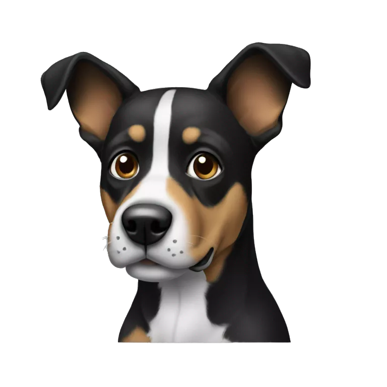 Perro de color negro con una oreja parada y la otra no