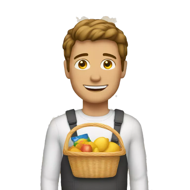 white man with product basket