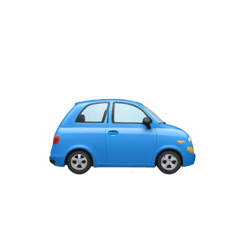 one car, blue, front view