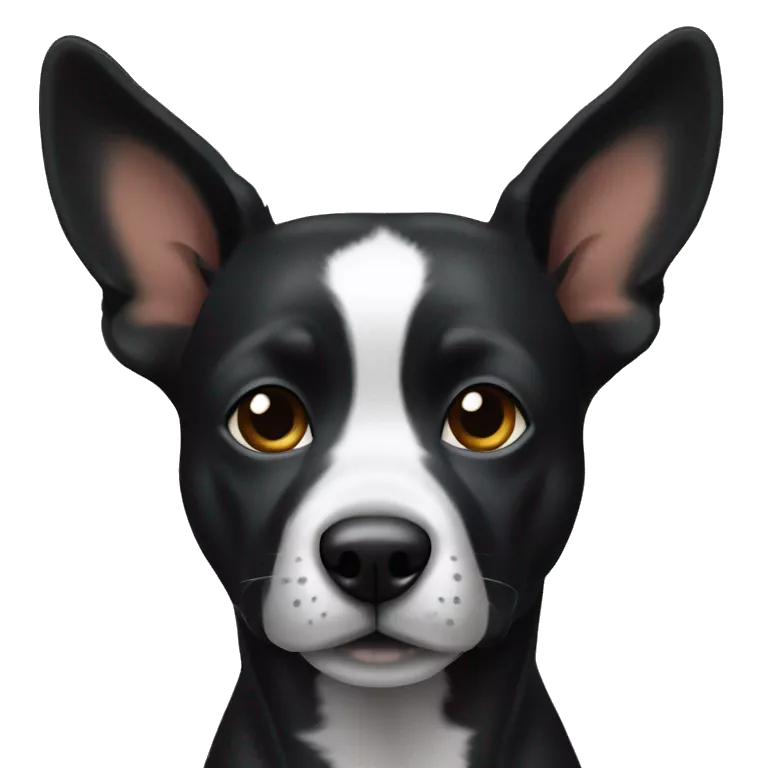 Perro negro del todo con una oreja parada