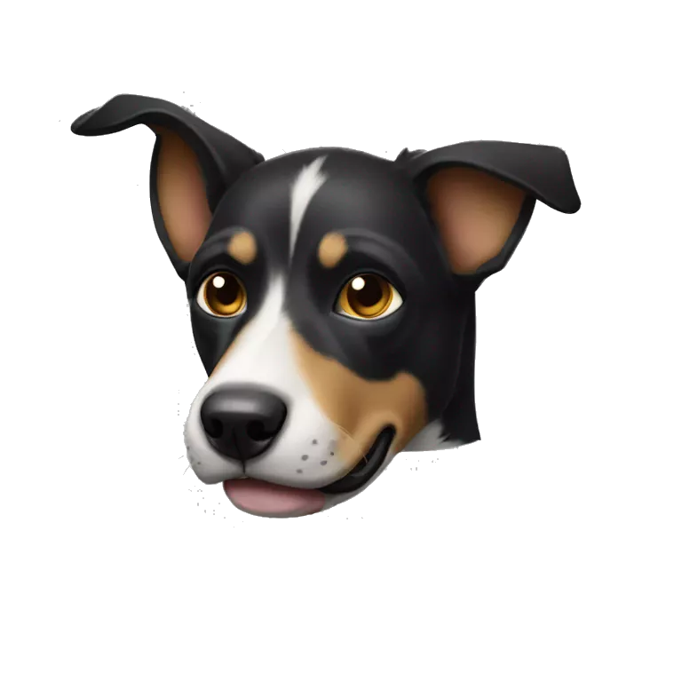 Perrito negro con una oreja parada y la otra no
