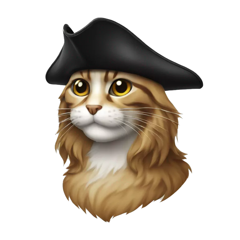 cat face whiskers pirate hat eyepatch