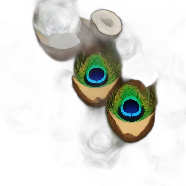 A peacock in a coconut shell