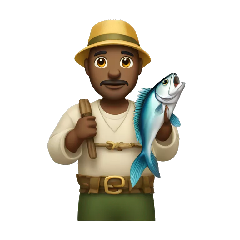 king fisherman with fish in hands