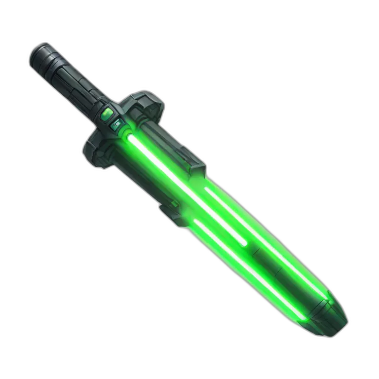 A lightsaber with a green beam