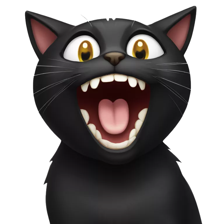 Black cat laughing