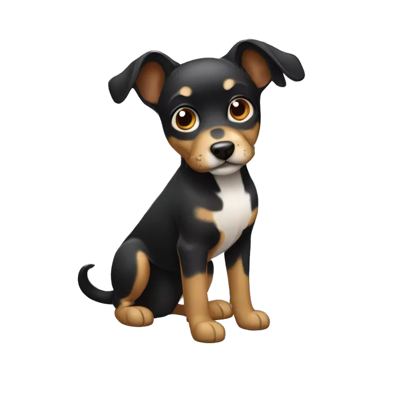 Perrito negro con una oreja arriba y otra medio abajo