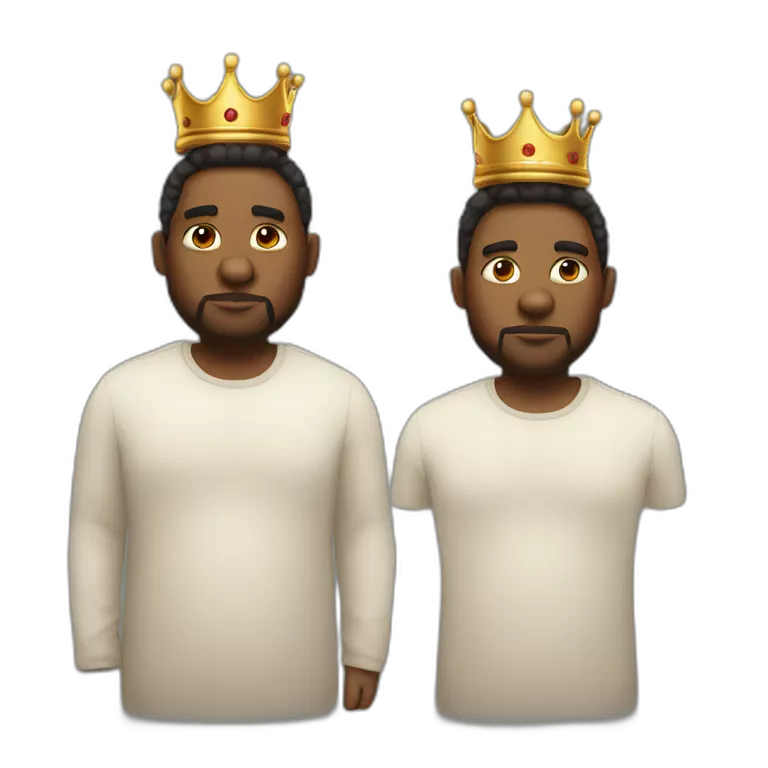 Calm black chubby king with crown and without facial hair