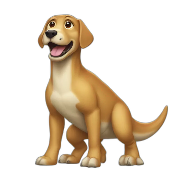Un chien qui porte un dinosaure