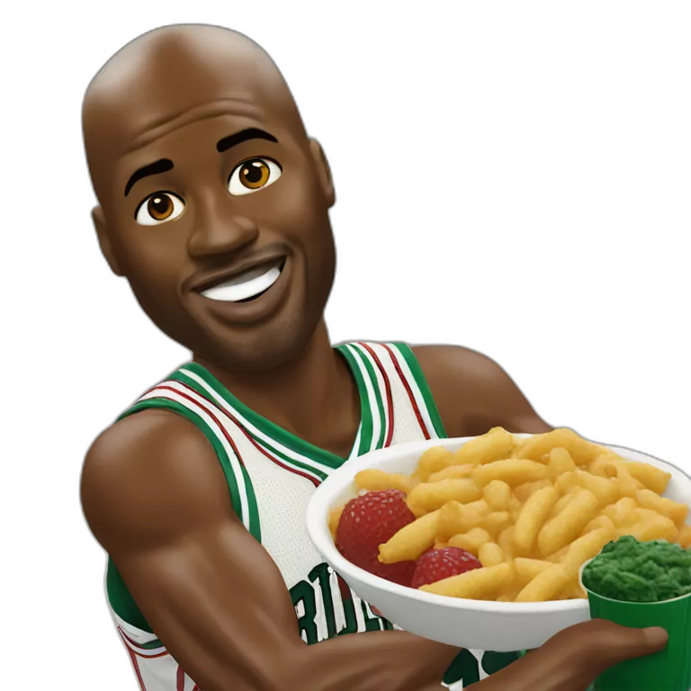 Michael Jordan eating Larry bird