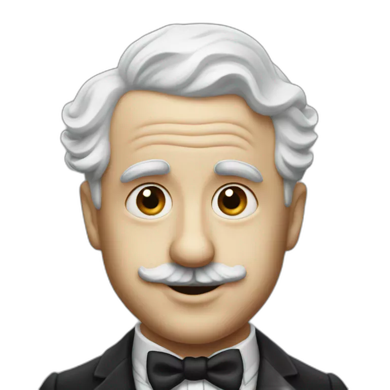 Charlie Chaplin without hat and hair on the left