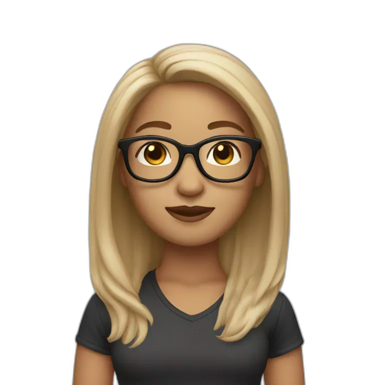 memoji, light skin, glasses, straight long hair