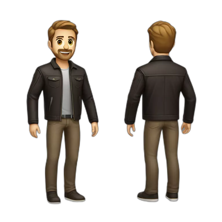 entrepreneur male short beard darkblond hair leather jacket