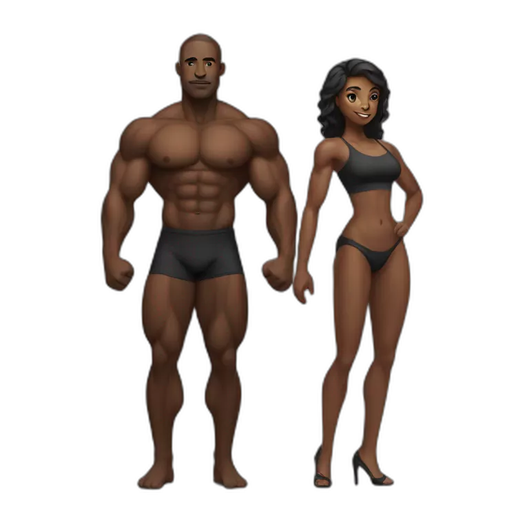 Black body builder man and woman