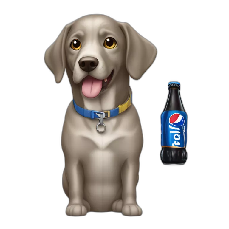 Braque de weimard avec une canette de Pepsi