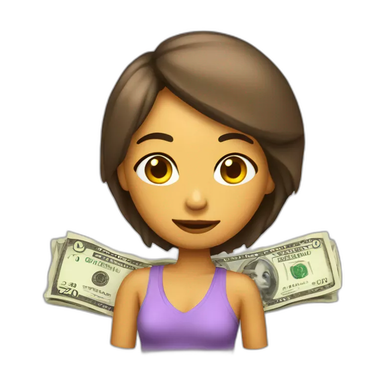 chica piel clara con un dolar