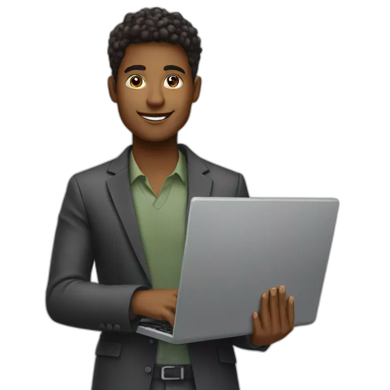 a young entrepreneur holding a laptop