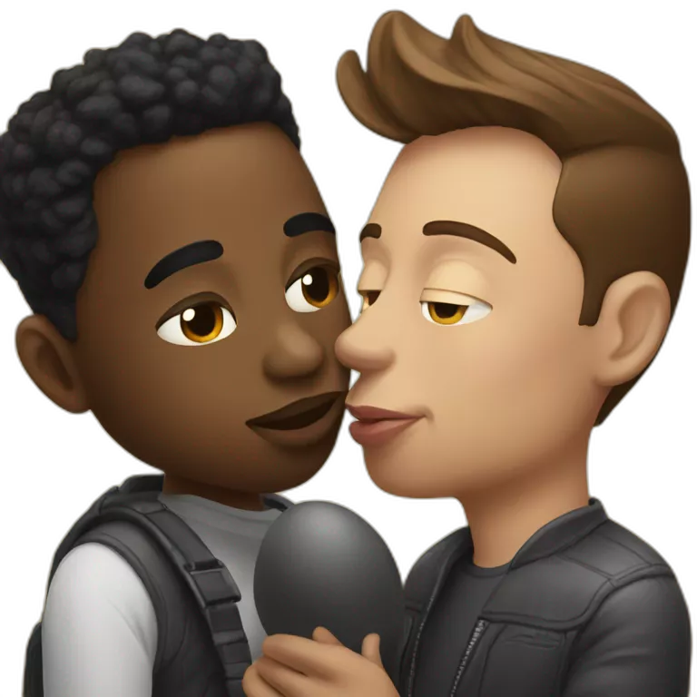 Black man kissing elon musk