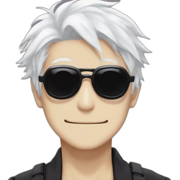 Gojo satoru from jujutsu kaisen, white hair, round black sunglasses