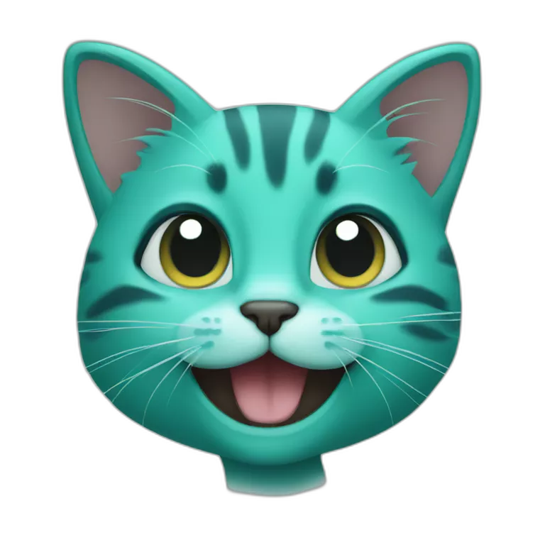happy teal kitten face