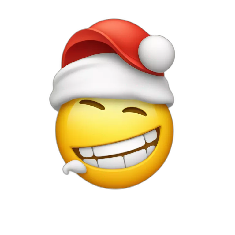 ios classic round yellow emoji with smiling showing teeth an red cap. no ears