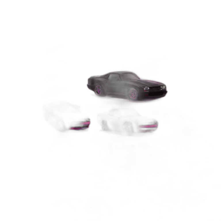 A black drift car with some hot pink
