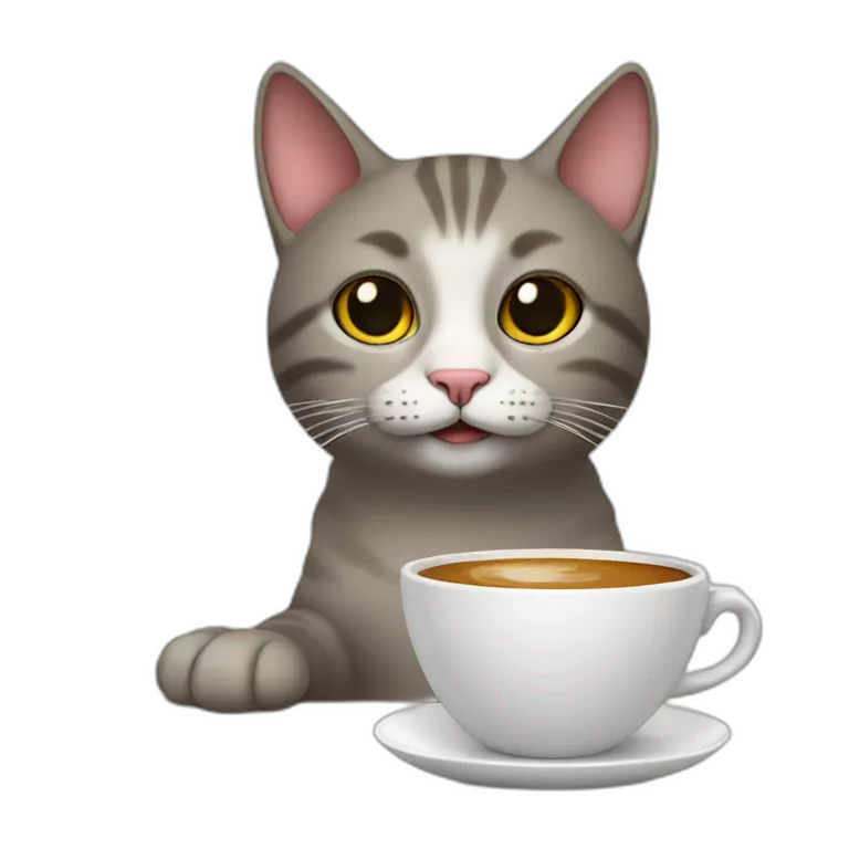 cat with coffe