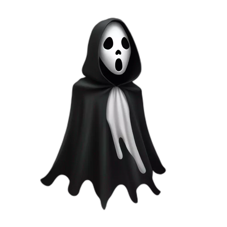 Ghost face maniac Black cloak, white mask film scream