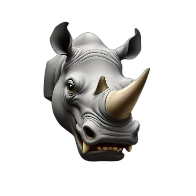 angry rhino head hanged on wall