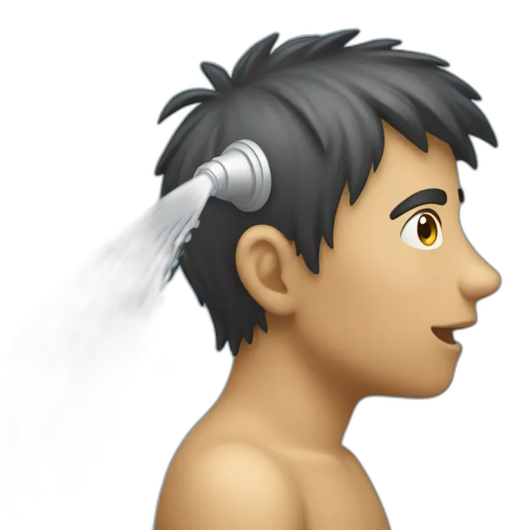 a boy taaking a cold shower
