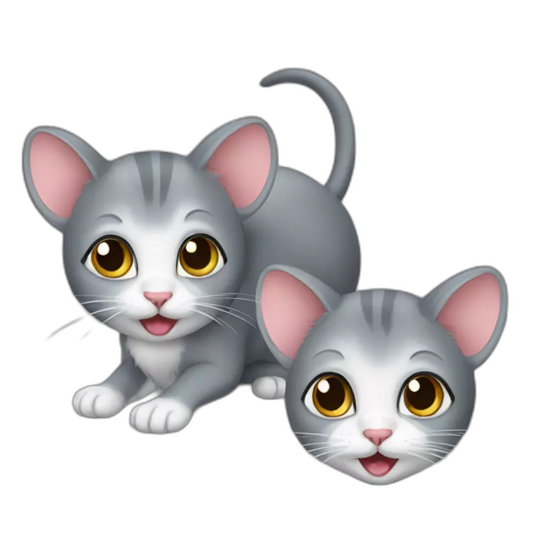 Mouse and gray kitten