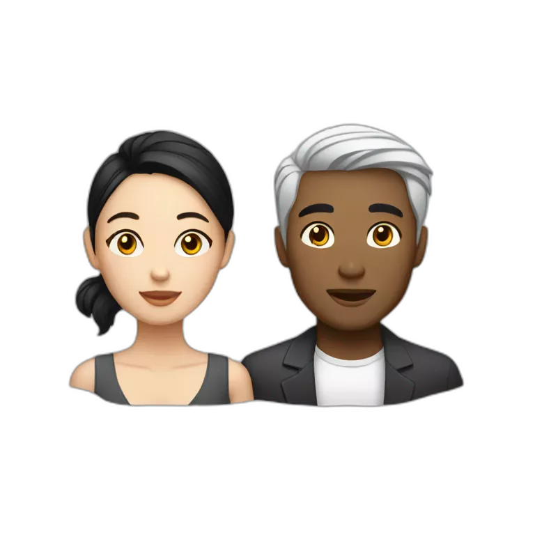 Young couple Black Asian man with a white dark hair woman