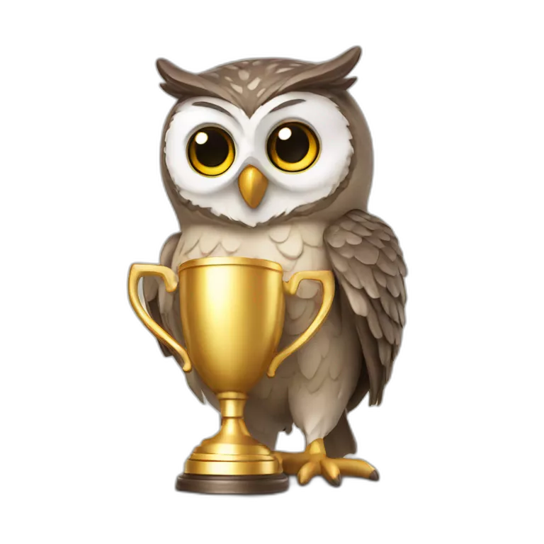 happy owl with trophy