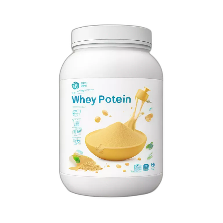 Whey protein with logo on it and ingredients